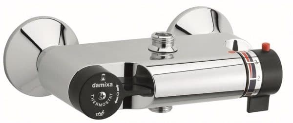 Damixa TMC kar-/brusebatteri forkmet. Med sorte greb. Uden rosetter