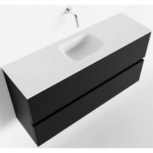 ADA Komplet badmiljø centreret håndvask B100 x H50 cm MDF - Sort/Talkum