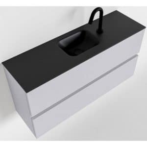 ADA Komplet badmiljø centreret håndvask B100 x H50 cm MDF - Svag grå/Sort