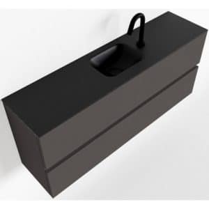 ADA Komplet badmiljø centreret håndvask B120 x H50 cm MDF - Mørkegrå/Sort