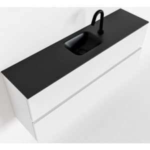 ADA Komplet badmiljø centreret håndvask B120 x H50 cm MDF - Talkum/Sort