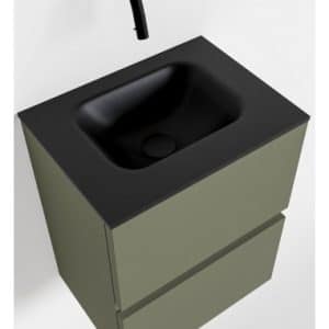 ADA Komplet badmiljø centreret håndvask B40 x H50 cm MDF - Armygrøn/Sort