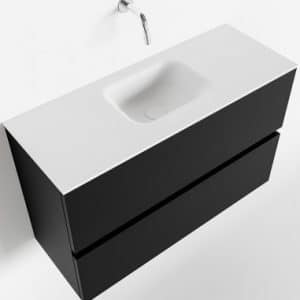 ADA Komplet badmiljø centreret håndvask B80 x H50 cm MDF - Sort/Talkum