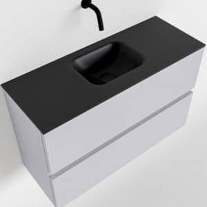 ADA Komplet badmiljø centreret håndvask B80 x H50 cm MDF - Svag grå/Sort