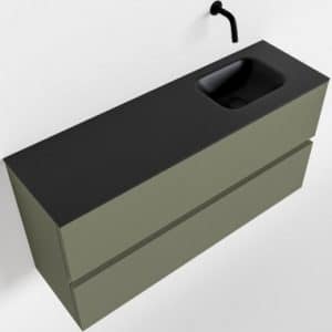 ADA Komplet badmiljø højrevendt håndvask B100 x H50 cm MDF - Armygrøn/Sort