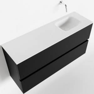 ADA Komplet badmiljø højrevendt håndvask B100 x H50 cm MDF - Sort/Talkum