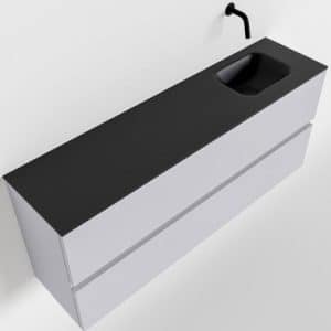 ADA Komplet badmiljø højrevendt håndvask B120 x H50 cm MDF - Svag grå/Sort