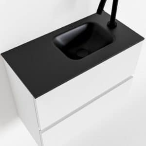 ADA Komplet badmiljø højrevendt håndvask B60 x H50 cm MDF - Talkum/Sort