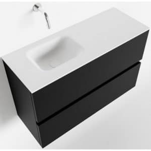 ADA Komplet badmiljø venstrevendt håndvask B80 x H50 cm MDF - Sort/Talkum