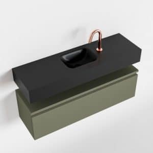 ANDOR Komplet badmiljø centreret håndvask B100 cm MDF - Armygrøn/Sort