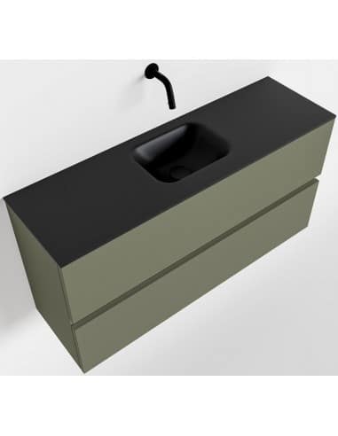 ADA Komplet badmiljø centreret håndvask B100 x H50 cm MDF - Armygrøn/Sort