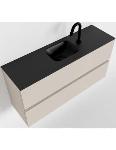 ADA Komplet badmiljø centreret håndvask B100 x H50 cm MDF - Linned/Sort