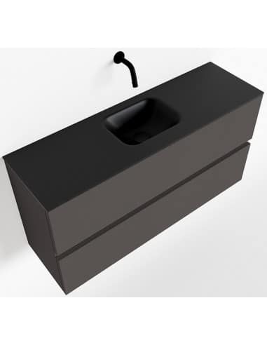 ADA Komplet badmiljø centreret håndvask B100 x H50 cm MDF - Mørkegrå/Sort