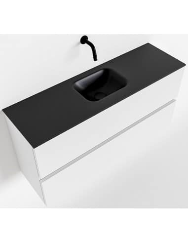 ADA Komplet badmiljø centreret håndvask B100 x H50 cm MDF - Talkum/Sort