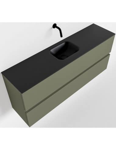 ADA Komplet badmiljø centreret håndvask B120 x H50 cm MDF - Armygrøn/Sort