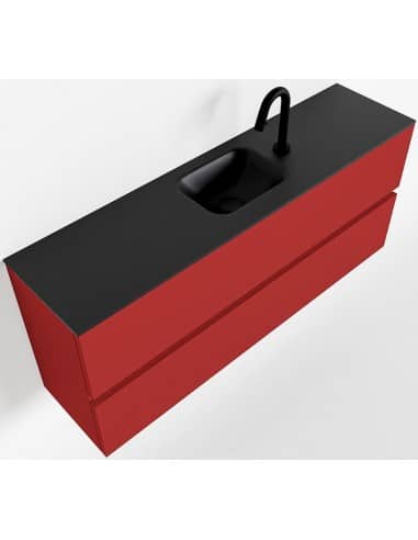 ADA Komplet badmiljø centreret håndvask B120 x H50 cm MDF - Rød/Sort
