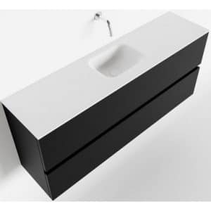 ADA Komplet badmiljø centreret håndvask B120 x H50 cm MDF - Sort/Talkum