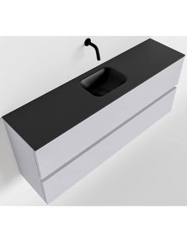 ADA Komplet badmiljø centreret håndvask B120 x H50 cm MDF - Svag grå/Sort