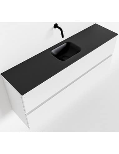 ADA Komplet badmiljø centreret håndvask B120 x H50 cm MDF - Talkum/Sort