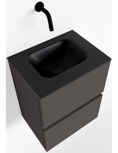 ADA Komplet badmiljø centreret håndvask B40 x H50 cm MDF - Mørkegrå/Sort