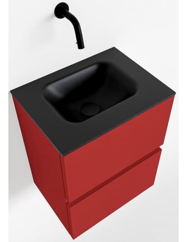 ADA Komplet badmiljø centreret håndvask B40 x H50 cm MDF - Rød/Sort