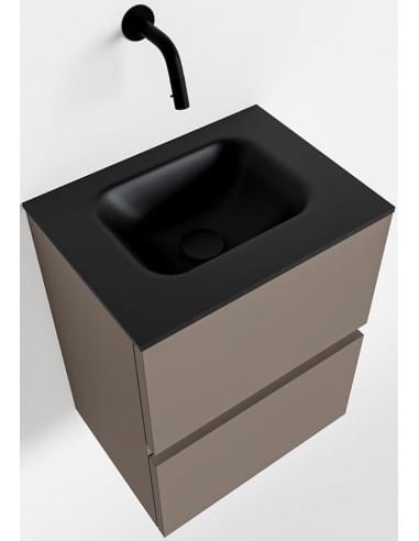 ADA Komplet badmiljø centreret håndvask B40 x H50 cm MDF - Røg/Sort