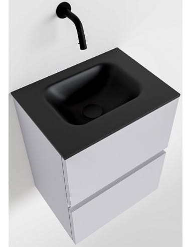ADA Komplet badmiljø centreret håndvask B40 x H50 cm MDF - Svag grå/Sort