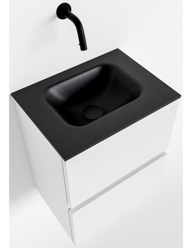 ADA Komplet badmiljø centreret håndvask B40 x H50 cm MDF - Talkum/Sort