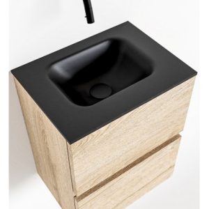 ADA Komplet badmiljø centreret håndvask B40 x H50 cm MDF - Vasket eg/Sort