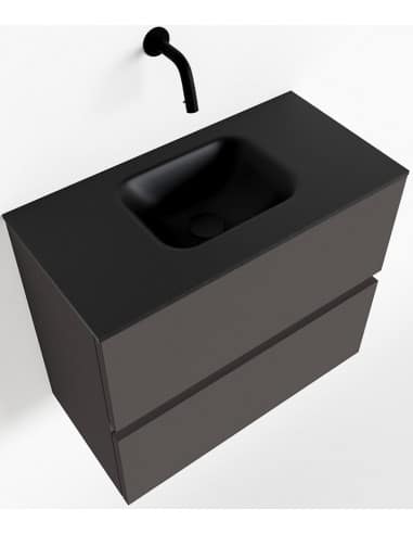 ADA Komplet badmiljø centreret håndvask B60 x H50 cm MDF - Mørkegrå/Sort