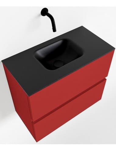 ADA Komplet badmiljø centreret håndvask B60 x H50 cm MDF - Rød/Sort