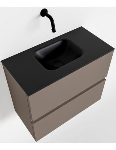 ADA Komplet badmiljø centreret håndvask B60 x H50 cm MDF - Røg/Sort