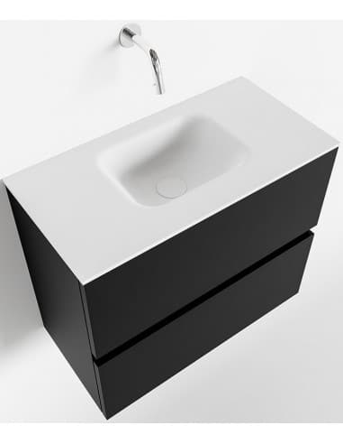 ADA Komplet badmiljø centreret håndvask B60 x H50 cm MDF - Sort/Talkum