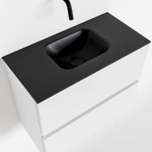ADA Komplet badmiljø centreret håndvask B60 x H50 cm MDF - Talkum/Sort