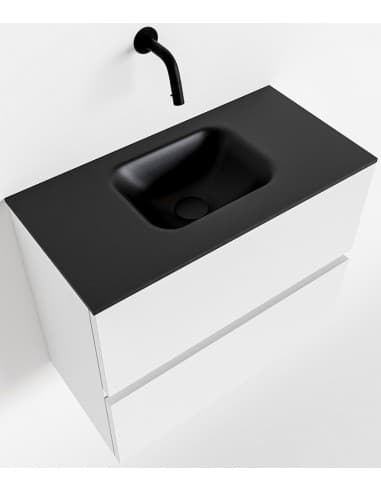ADA Komplet badmiljø centreret håndvask B60 x H50 cm MDF - Talkum/Sort
