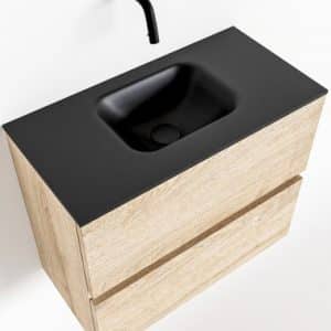 ADA Komplet badmiljø centreret håndvask B60 x H50 cm MDF - Vasket eg/Sort