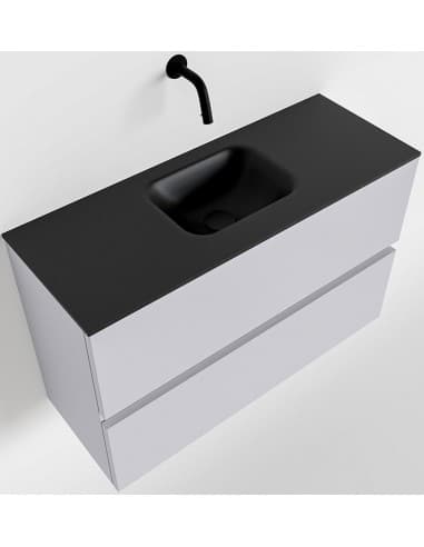 ADA Komplet badmiljø centreret håndvask B80 x H50 cm MDF - Svag grå/Sort
