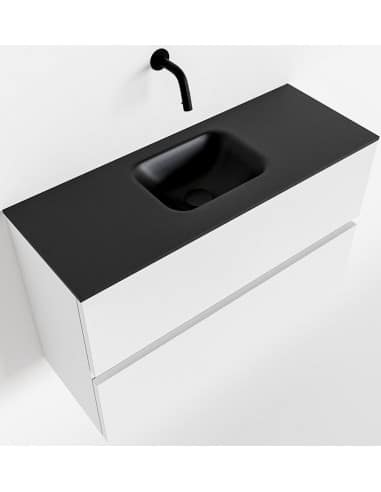 ADA Komplet badmiljø centreret håndvask B80 x H50 cm MDF - Talkum/Sort