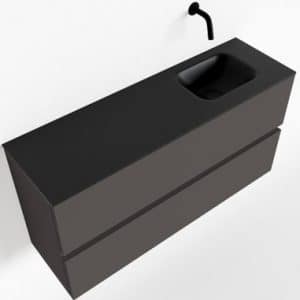 ADA Komplet badmiljø højrevendt håndvask B100 x H50 cm MDF - Mørkegrå/Sort