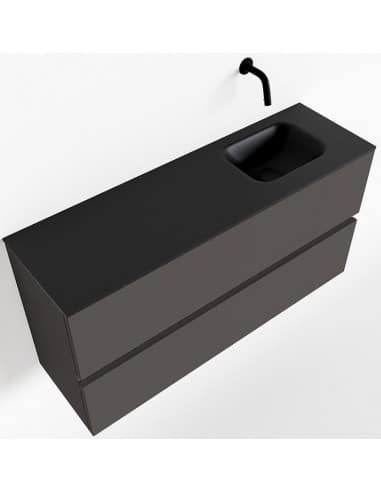ADA Komplet badmiljø højrevendt håndvask B100 x H50 cm MDF - Mørkegrå/Sort