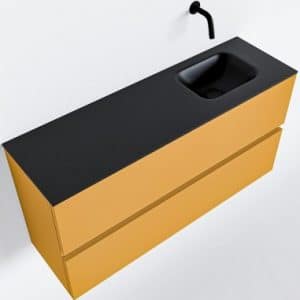 ADA Komplet badmiljø højrevendt håndvask B100 x H50 cm MDF - Okker/Sort