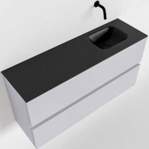 ADA Komplet badmiljø højrevendt håndvask B100 x H50 cm MDF - Svag grå/Sort