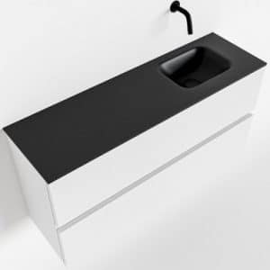 ADA Komplet badmiljø højrevendt håndvask B100 x H50 cm MDF - Talkum/Sort