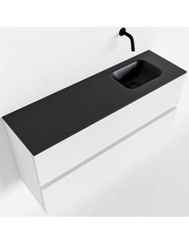 ADA Komplet badmiljø højrevendt håndvask B100 x H50 cm MDF - Talkum/Sort
