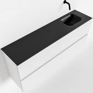 ADA Komplet badmiljø højrevendt håndvask B120 x H50 cm MDF - Talkum/Sort