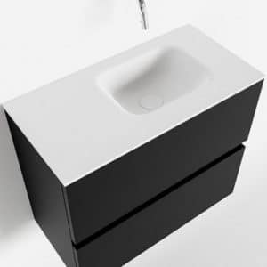 ADA Komplet badmiljø højrevendt håndvask B60 x H50 cm MDF - Sort/Talkum