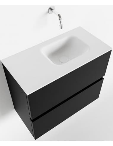ADA Komplet badmiljø højrevendt håndvask B60 x H50 cm MDF - Sort/Talkum
