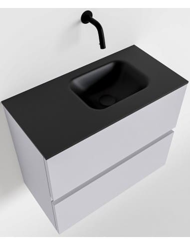 ADA Komplet badmiljø højrevendt håndvask B60 x H50 cm MDF - Svag grå/Sort