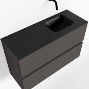 ADA Komplet badmiljø højrevendt håndvask B80 x H50 cm MDF - Mørkegrå/Sort