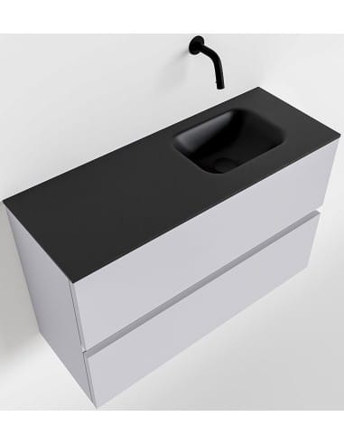 ADA Komplet badmiljø højrevendt håndvask B80 x H50 cm MDF - Svag grå/Sort
